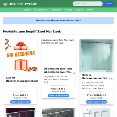 Screenshot zwei-mal-zwei.de
