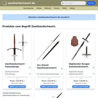 Screenshot zweihandschwert.de