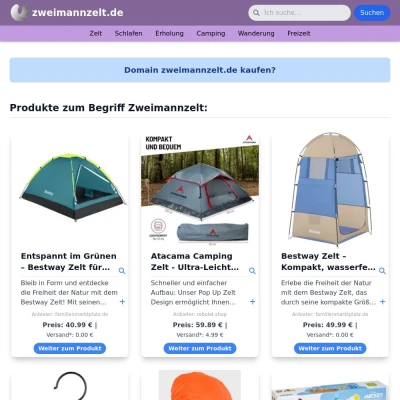 Screenshot zweimannzelt.de