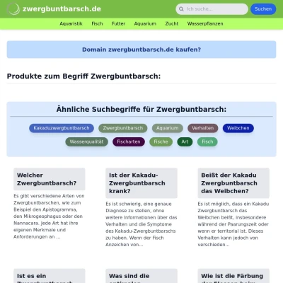 Screenshot zwergbuntbarsch.de