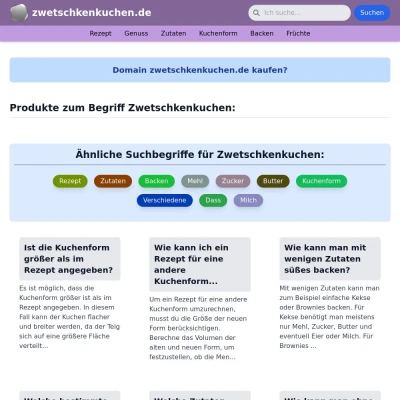 Screenshot zwetschkenkuchen.de