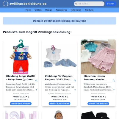 Screenshot zwillingsbekleidung.de