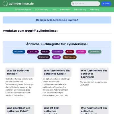 Screenshot zylinderlinse.de