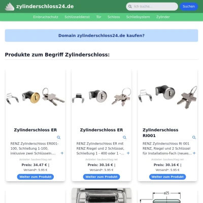 Screenshot zylinderschloss24.de