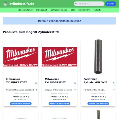 Screenshot zylinderstift.de