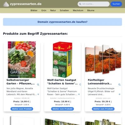 Screenshot zypressenarten.de